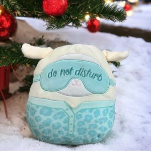 Squishmallow Lamb Sophie 8" Leopard print Aqua PJs "Do Not Disturb" Mask